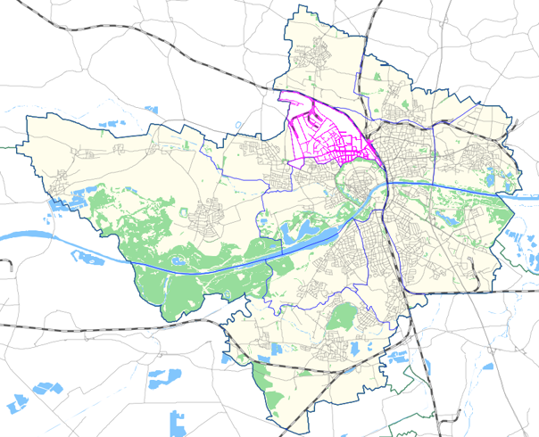 Karte des Stadtbezirks 02 - Nordwest der Stadt Ingolstadt